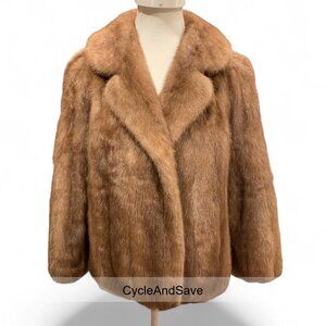 H. E. Rotten Fur Chic Tan Brown Real Mink Coat - Soft & Stylish S/M Petite